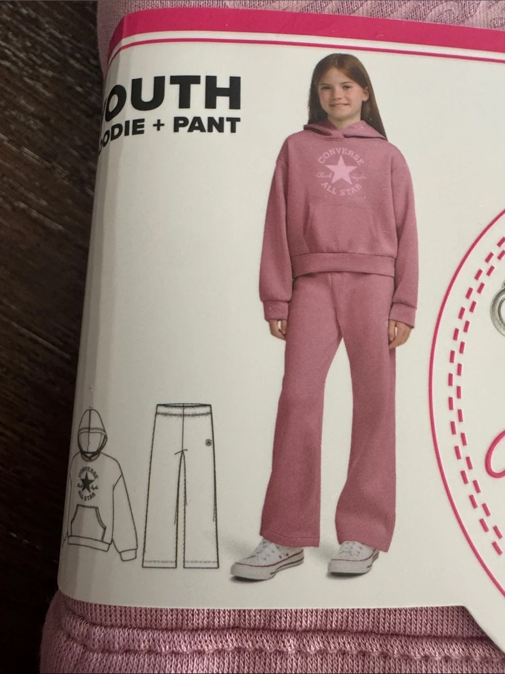 Converse Youth Pink Hoodie & Jogger Set M 10/12